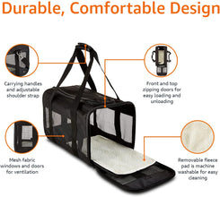 Dog and Cat Carrier, Soft Sided Pet Travel Carrier for Cat and Dog, Black, Large, 50 Cm L X 30.4 Cm W X 30.4 Cm H