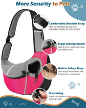 Dog Sling Carrier, Dog Papoose with Zipper Touch Pocket, Hand Free Breathable Mesh Puppy Carrier, Crossbody Satchel Dog Purse with Adjustable Strap for Outdoor Travel, Pink, Large