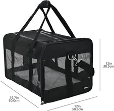 Dog and Cat Carrier, Soft Sided Pet Travel Carrier for Cat and Dog, Black, Large, 50 Cm L X 30.4 Cm W X 30.4 Cm H