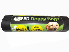 2X 50 Extra Strong Black Doggy Waste Bags Poo with Tie Handle Thick 32Cm X 38Cm