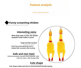 Squeaky Screaming Chicken Pet Toy Funny Molar Chew Rubber Toy Small Large Dogpet Squeaker Chew Toys Funny Chicken Puppy1Pcs
